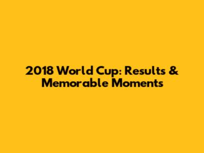 2018 World Cup: Results & Memorable Moments