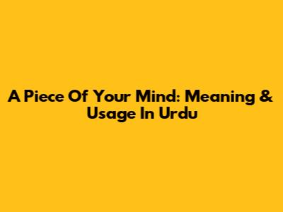 A Piece Of Your Mind: Meaning & Usage In Urdu