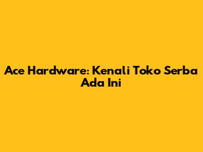 Ace Hardware: Kenali Toko Serba Ada Ini