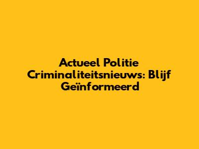 Actueel Politie Criminaliteitsnieuws: Blijf Geïnformeerd