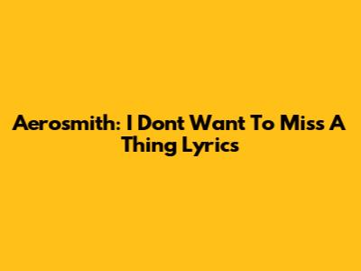Aerosmith: I Don't Want To Miss A Thing Lyrics