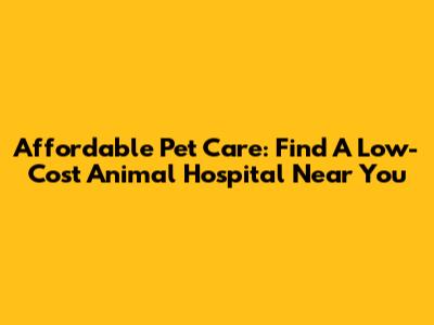 Affordable Pet Care: Find A Low-Cost Animal Hospital Near You