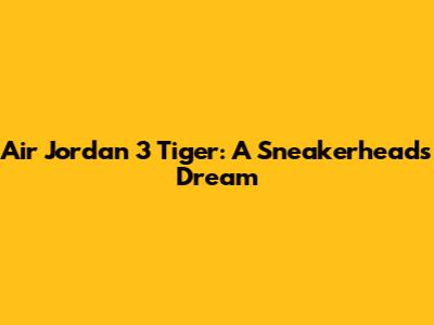 Air Jordan 3 Tiger: A Sneakerhead's Dream