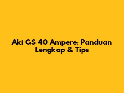 Aki GS 40 Ampere: Panduan Lengkap & Tips