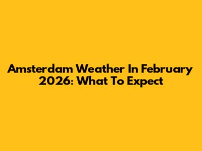 Amsterdam Weather In February 2026: What To Expect