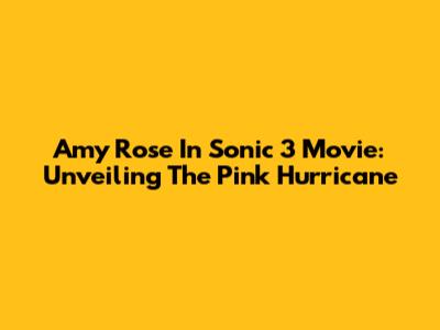 Amy Rose In Sonic 3 Movie: Unveiling The Pink Hurricane