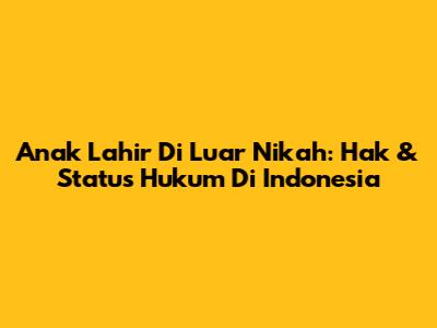 Anak Lahir Di Luar Nikah: Hak & Status Hukum Di Indonesia