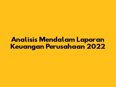 Analisis Mendalam Laporan Keuangan Perusahaan 2022