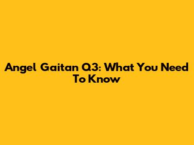 Angel Gaitan Q3: What You Need To Know