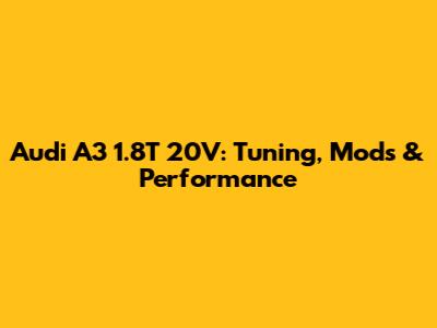 Audi A3 1.8T 20V: Tuning, Mods & Performance