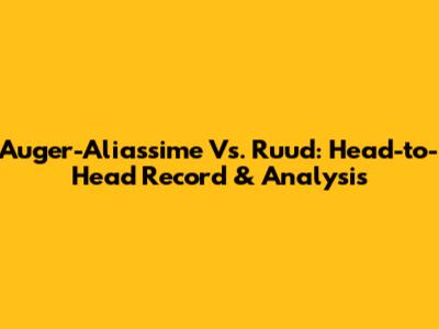 Auger-Aliassime Vs. Ruud: Head-to-Head Record & Analysis