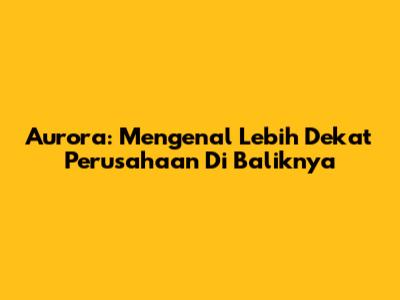 Aurora: Mengenal Lebih Dekat Perusahaan Di Baliknya
