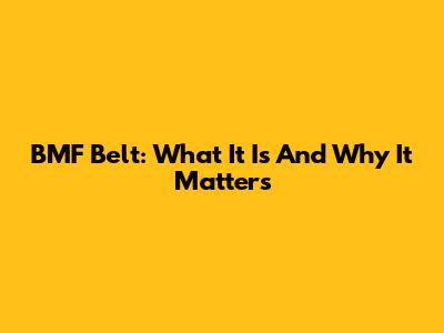 BMF Belt: What It Is And Why It Matters