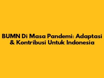 BUMN Di Masa Pandemi: Adaptasi & Kontribusi Untuk Indonesia