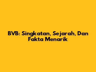 BVB: Singkatan, Sejarah, Dan Fakta Menarik