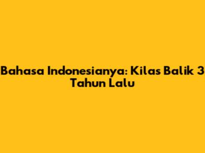 Bahasa Indonesianya: Kilas Balik 3 Tahun Lalu