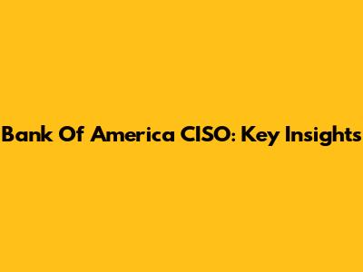 Bank Of America CISO: Key Insights