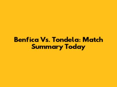 Benfica Vs. Tondela: Match Summary Today