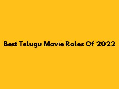 Best Telugu Movie Roles Of 2022