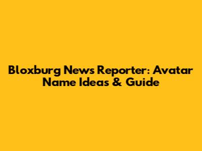Bloxburg News Reporter: Avatar Name Ideas & Guide