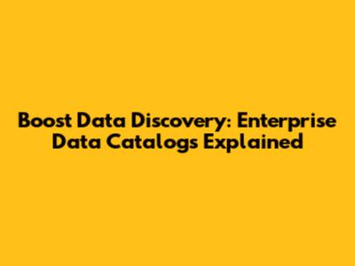 Boost Data Discovery: Enterprise Data Catalogs Explained