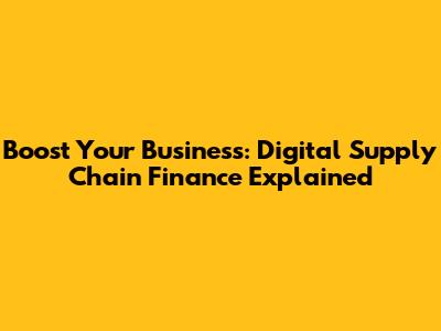 Boost Your Business: Digital Supply Chain Finance Explained