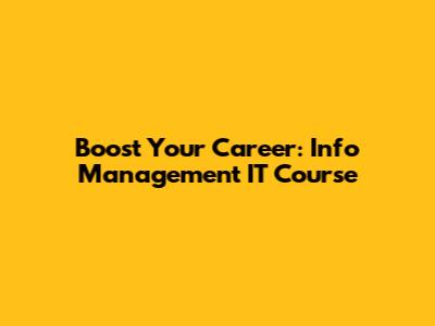 Boost Your Career: Info Management IT Course