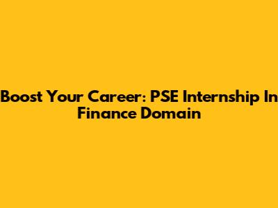 Boost Your Career: PSE Internship In Finance Domain