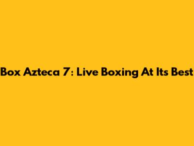 Box Azteca 7: Live Boxing At Its Best