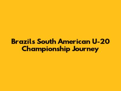 Brazil's South American U-20 Championship Journey