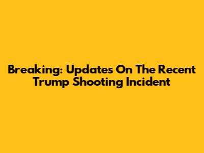 Breaking: Updates On The Recent Trump Shooting Incident