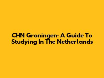 CHN Groningen: A Guide To Studying In The Netherlands
