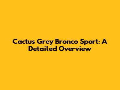 Cactus Grey Bronco Sport: A Detailed Overview