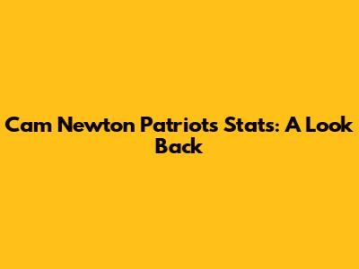 Cam Newton Patriots Stats: A Look Back