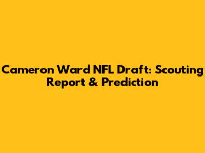 Cameron Ward NFL Draft: Scouting Report & Prediction
