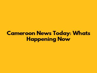 Cameroon News Today: What's Happening Now
