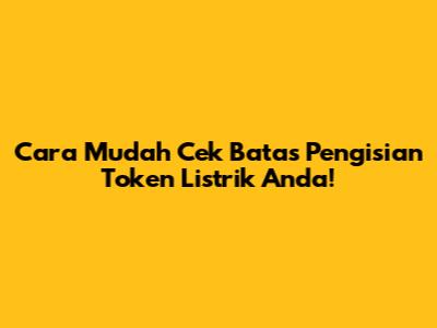 Cara Mudah Cek Batas Pengisian Token Listrik Anda!