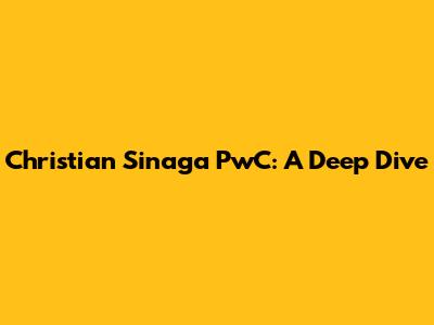 Christian Sinaga PwC: A Deep Dive