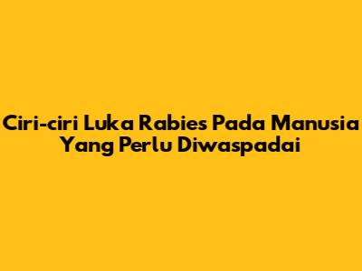 Ciri-ciri Luka Rabies Pada Manusia Yang Perlu Diwaspadai