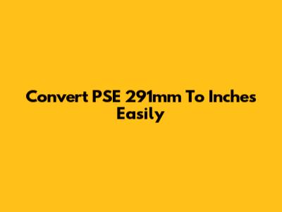 Convert PSE 291mm To Inches Easily
