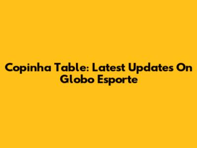 Copinha Table: Latest Updates On Globo Esporte