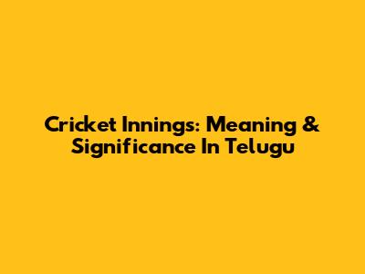 Cricket Innings: Meaning & Significance In Telugu