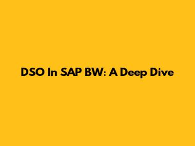 DSO In SAP BW: A Deep Dive