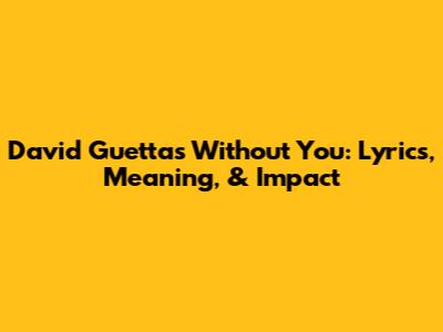 David Guetta's 'Without You': Lyrics, Meaning, & Impact