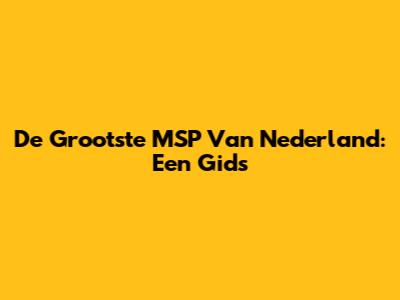 De Grootste MSP Van Nederland: Een Gids