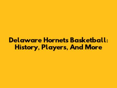 Delaware Hornets Basketball: History, Players, And More