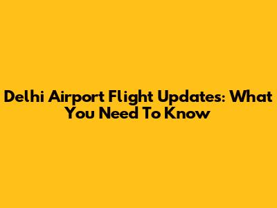 Delhi Airport Flight Updates: What You Need To Know