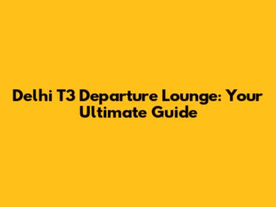 Delhi T3 Departure Lounge: Your Ultimate Guide