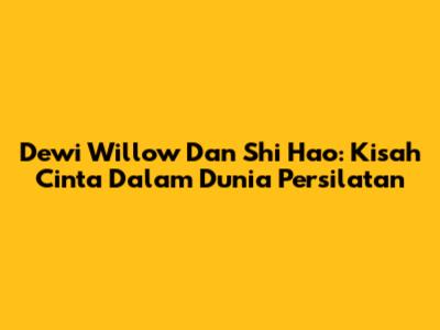 Dewi Willow Dan Shi Hao: Kisah Cinta Dalam Dunia Persilatan