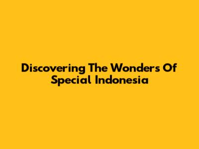 Discovering The Wonders Of Special Indonesia